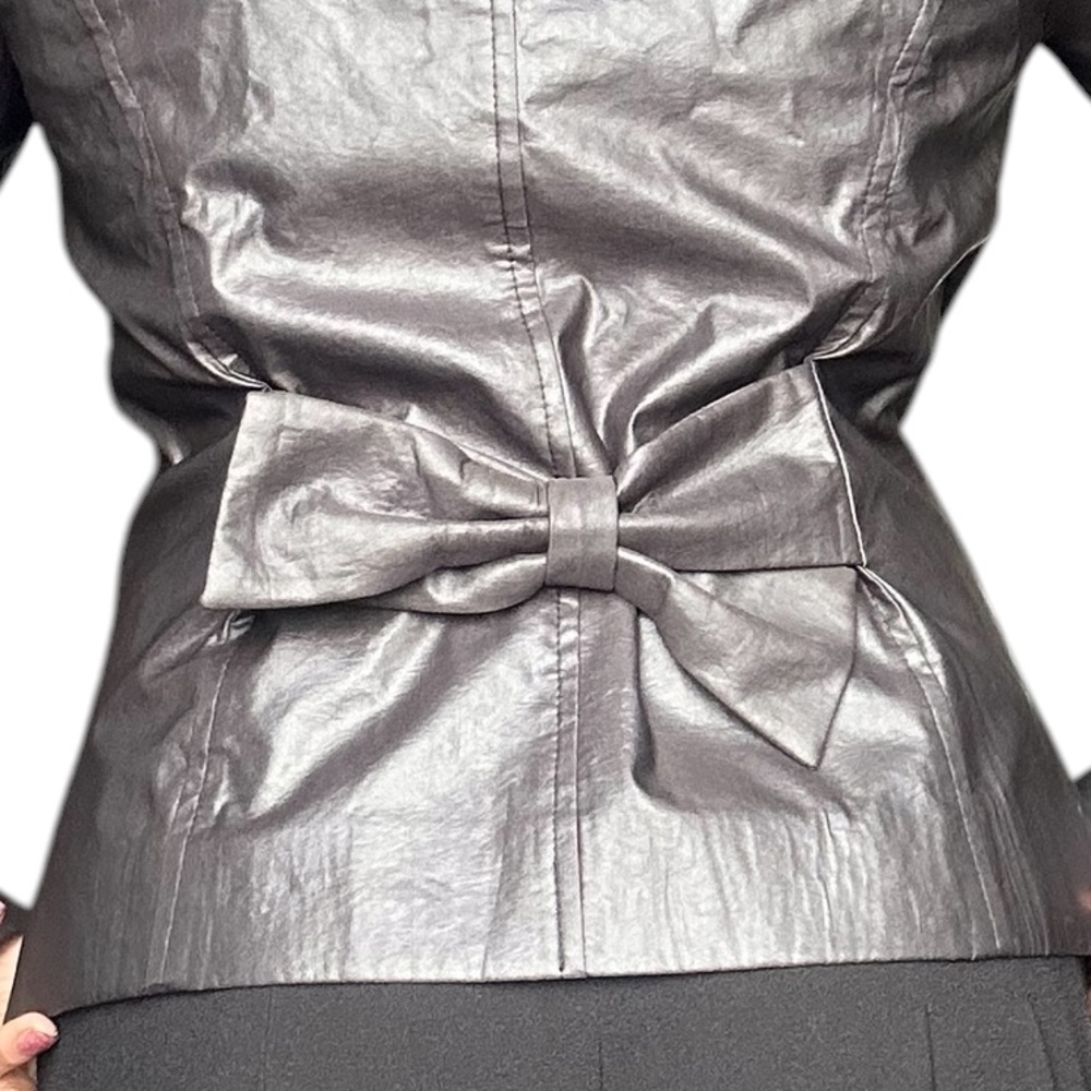 Only - Black Faux Leather Blazer Puff Shoulder Structured Small - Picture 10 of 10